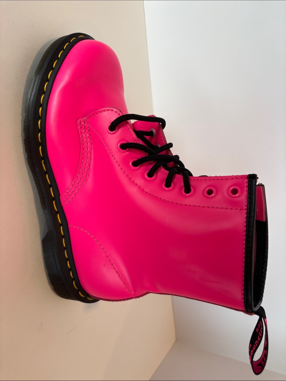 Dr Martens Hot Pink Boots Lace-Up Size 7 - Picture 9 of 10